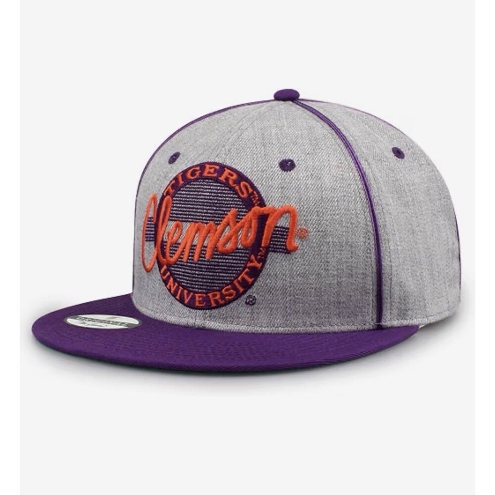 Clemson Tigers Hat Flat Brim The Game Snapback Cap Grey Circle NCAA NEW Official